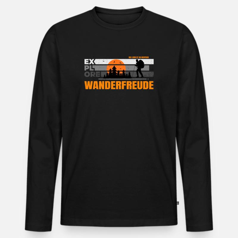 Wanderfreude - Männer Premium Bio Langarmshirt - Schwarz