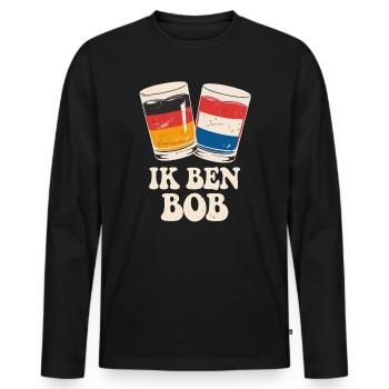 Holländisches Bierglas Paar Design. Ich bin BOB - Männer Premium Bio Langarmshirt - Schwarz - Vorne - Nico (187cm)
