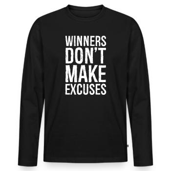 Gewinner suchen keine Ausreden - Männer Premium Bio Langarmshirt - Schwarz - Vorne - Nico (187cm)