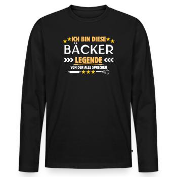 Bäcker Legende - Männer Premium Bio Langarmshirt - Schwarz - Vorne - Nico (187cm)