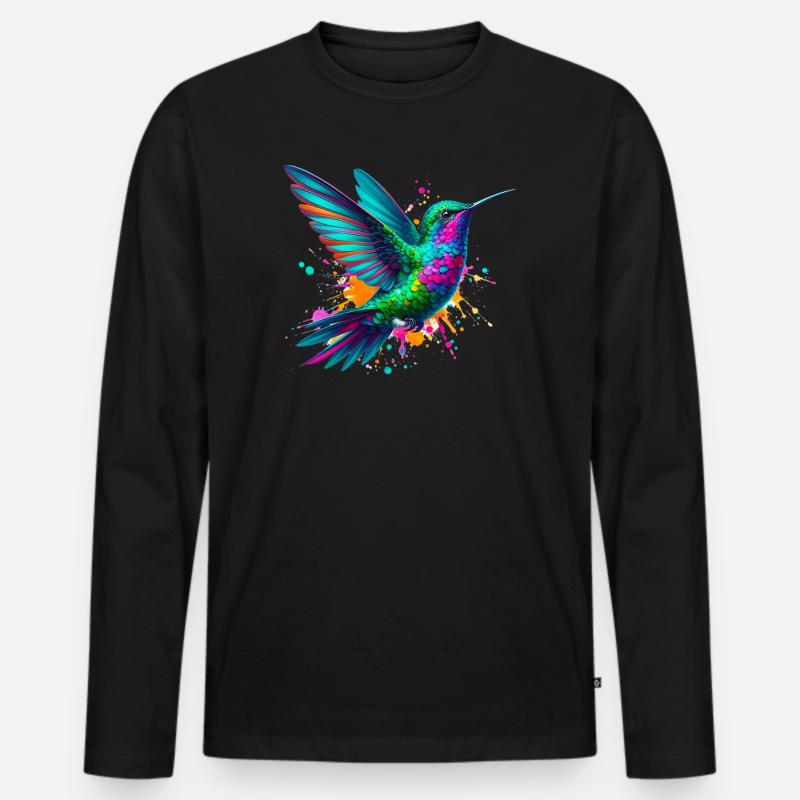Kolibri - Männer Premium Bio Langarmshirt - Schwarz
