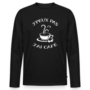 J'Peux Pas J'ai Café Humour Cadeau Drôle Café - T-shirt manches longues Premium bio Homme - noir - Devant - Nico (187cm)