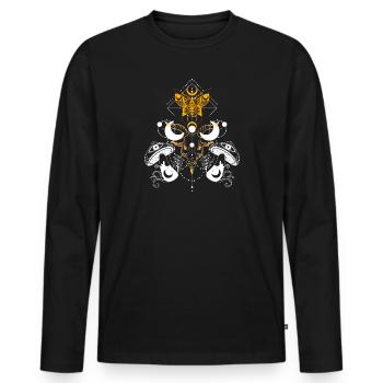 Ornate Geometric Mandala Crest - Men's Premium Organic Long Sleeve Shirt - black - Front - Nico (187cm)