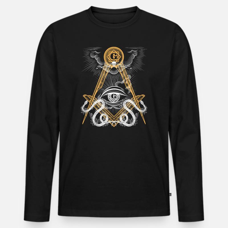 Freimaureraugen-Emblem - Männer Premium Bio Langarmshirt - Schwarz