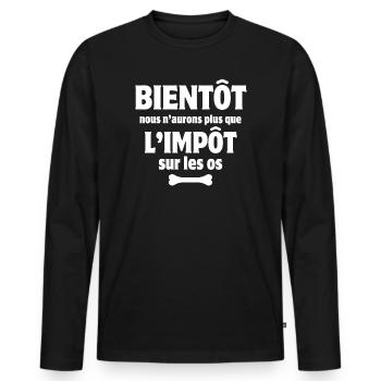 Steuern, Ungerechtigkeit, Regierung - Männer Premium Bio Langarmshirt - Schwarz - Vorne - Nico (187cm)