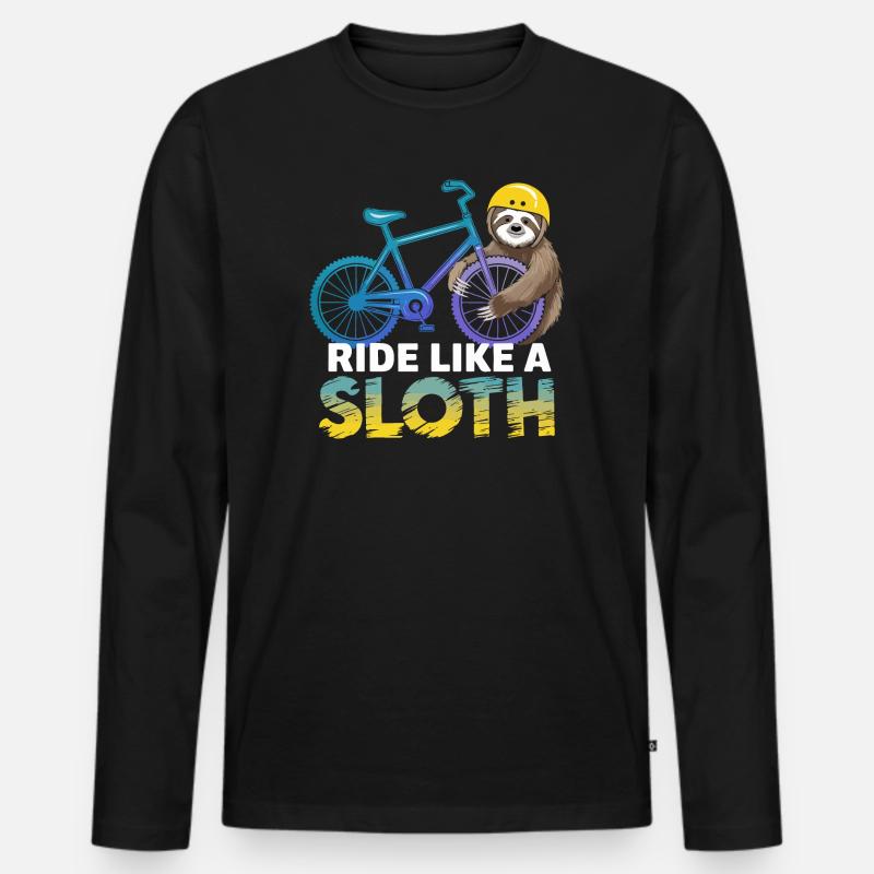 Faultier Biker mit Helm - Männer Premium Bio Langarmshirt - Schwarz
