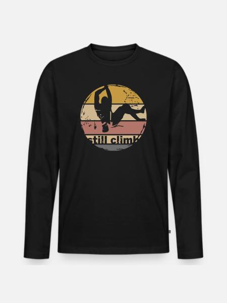 Climbing Retro Bouldering Symbol Logo Vintage Icon - Men's Premium Organic Long Sleeve Shirt - black
