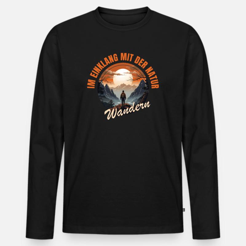 Im Einklang mit der Natur - Männer Premium Bio Langarmshirt - Schwarz