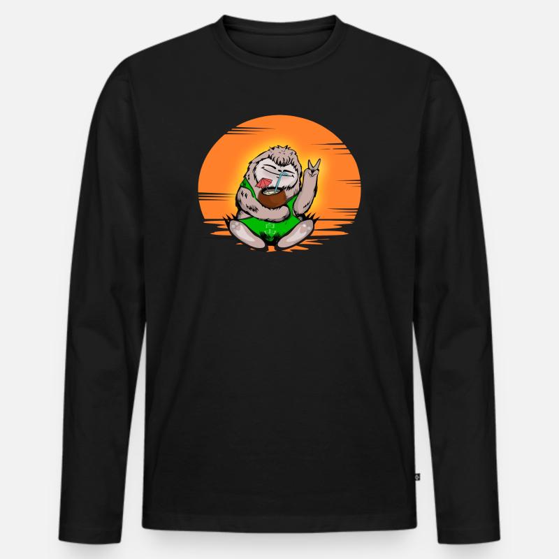 Faultier - Männer Premium Bio Langarmshirt - Schwarz