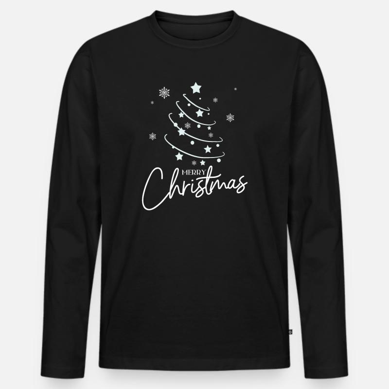 Weihnachtsstern Spirale Stil - Männer Premium Bio Langarmshirt - Schwarz