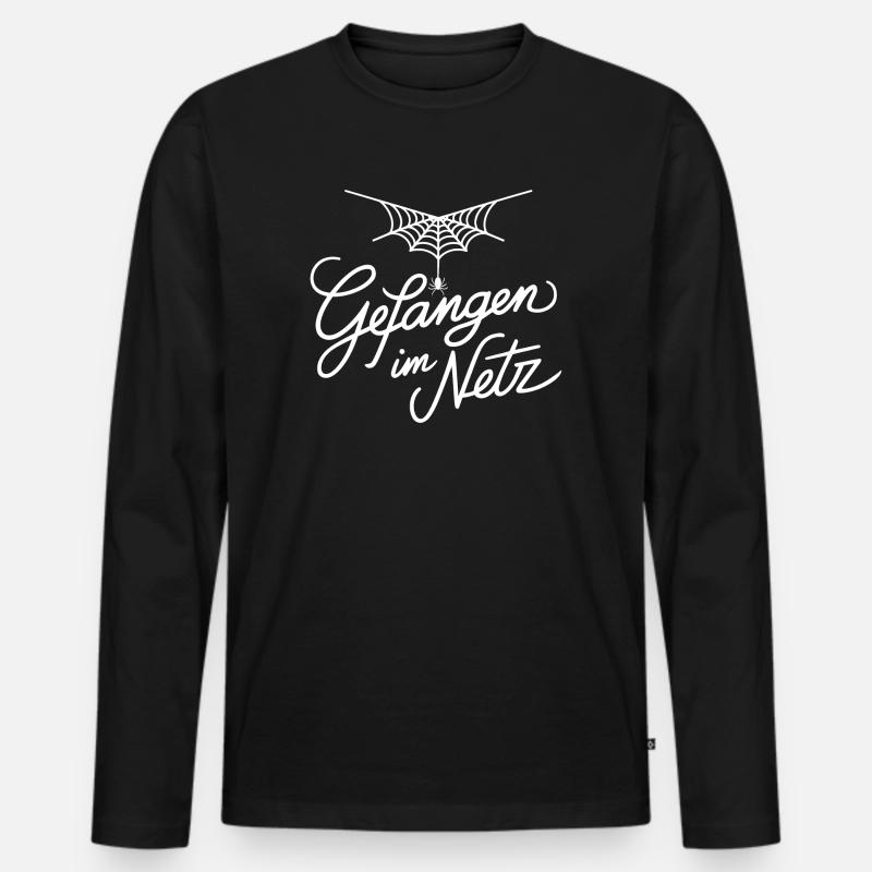 Gefangen im Netz - Männer Premium Bio Langarmshirt - Schwarz