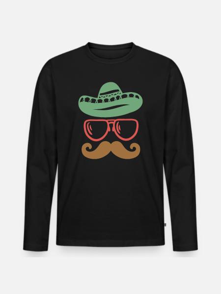 Cinco de Mayo mexikanisch Schnurrbart - Männer Premium Bio Langarmshirt - Schwarz