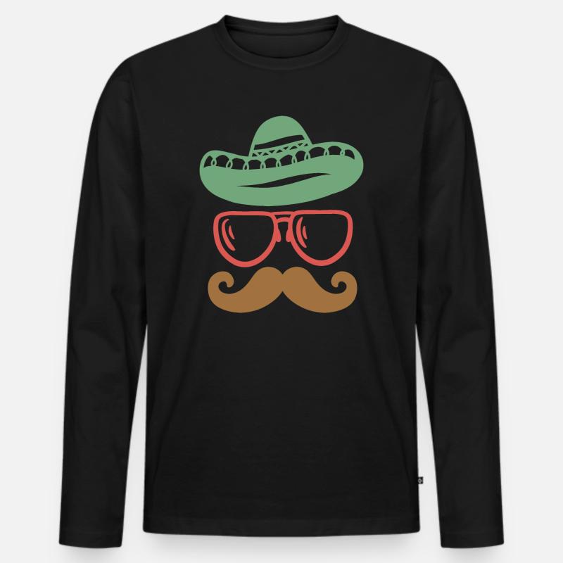 Cinco de Mayo mexikanisch Schnurrbart - Männer Premium Bio Langarmshirt - Schwarz