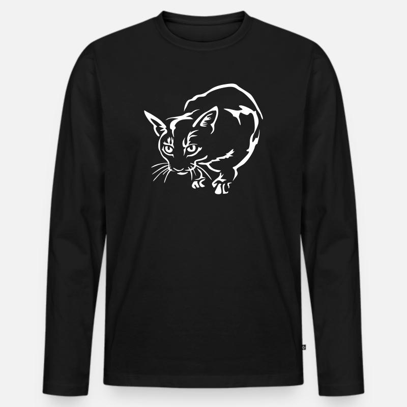 Abessiner Katze "Black Edition" - Männer Premium Bio Langarmshirt - Schwarz