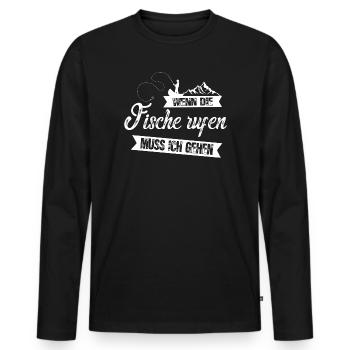 Wenn die Fische rufen muss ich gehen - Männer Premium Bio Langarmshirt - Schwarz - Vorne - Nico (187cm)
