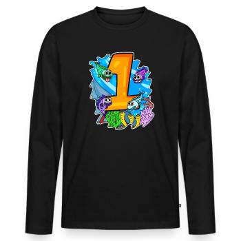 Numéro 1 Numéro Un - Motif Poissons - T-shirt manches longues Premium bio Homme - noir - Devant - Nico (187cm)