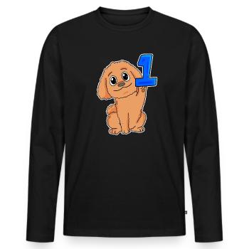 Numéro 1 Numéro Un - Motif Chien - T-shirt manches longues Premium bio Homme - noir - Devant - Nico (187cm)