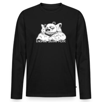 Mode d’économie d’énergie Panda Ours Dormir - T-shirt manches longues Premium bio Homme - noir - Devant - Nico (187cm)