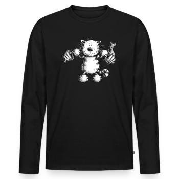 Cat Muscle Soreness Weight Training - Men's Premium Organic Long Sleeve Shirt - black - Front - Nico (187cm)