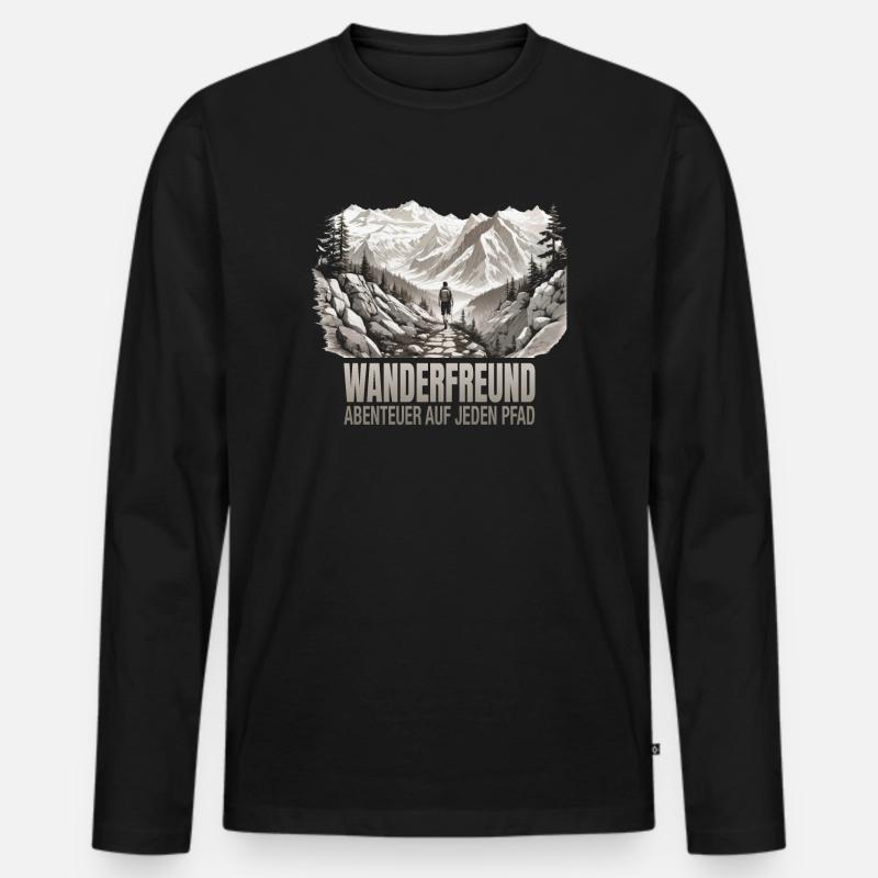 Abenteuer auf jeden Pfad - Männer Premium Bio Langarmshirt - Schwarz