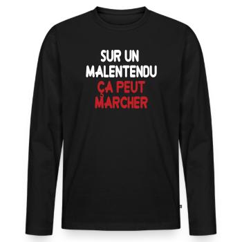 Michel Blanc - Sur un malentendu, ça peut marcher - T-shirt manches longues Premium bio Homme - noir - Devant - Nico (187cm)