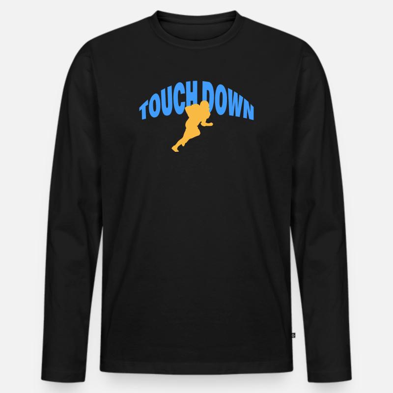 TOUCH DOWN - Männer Premium Bio Langarmshirt - Schwarz