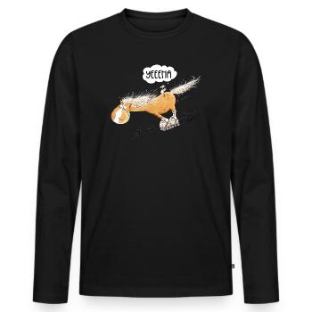 Horse With Roller Skate Rides Funny Horses Saying - Men's Premium Organic Long Sleeve Shirt - black - Front - Nico (187cm)