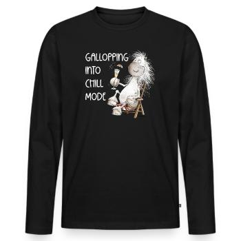 Cheval Dans Chaise Longue Cocktail Chill Mode Dire - T-shirt manches longues Premium bio Homme - noir - Devant - Nico (187cm)