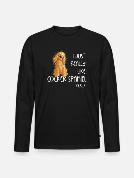 I Just Really Like Cocker Spaniel Hunde Hund - Männer Premium Bio Langarmshirt - Schwarz