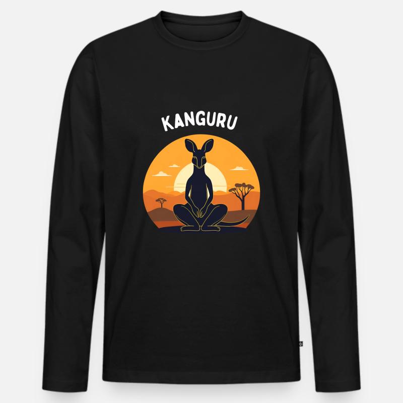 Kanguru - Männer Premium Bio Langarmshirt - Schwarz