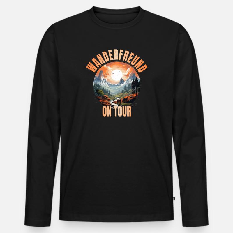 Wanderfreund on Tour - Männer Premium Bio Langarmshirt - Schwarz