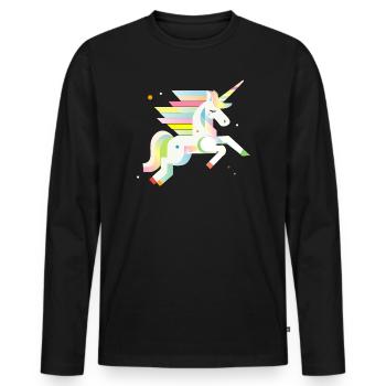 Delicate Geometric Unicorn – Dreamy & Magical - Men's Premium Organic Long Sleeve Shirt - black - Front - Nico (187cm)