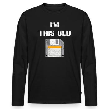 Retro Floppy Disk Era Tee - Men's Premium Organic Long Sleeve Shirt - black - Front - Nico (187cm)