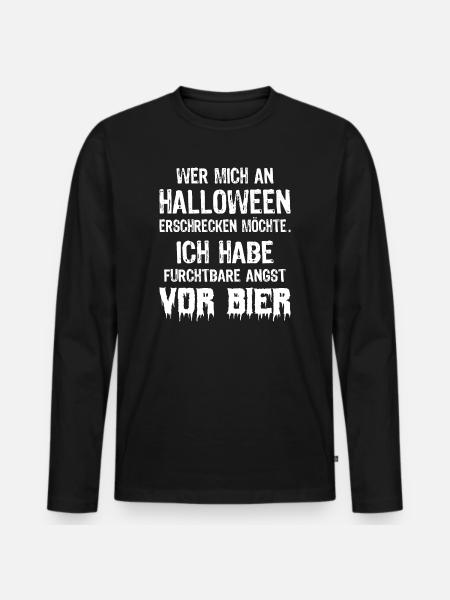 Halloween & Bier - Männer Premium Bio Langarmshirt - Schwarz