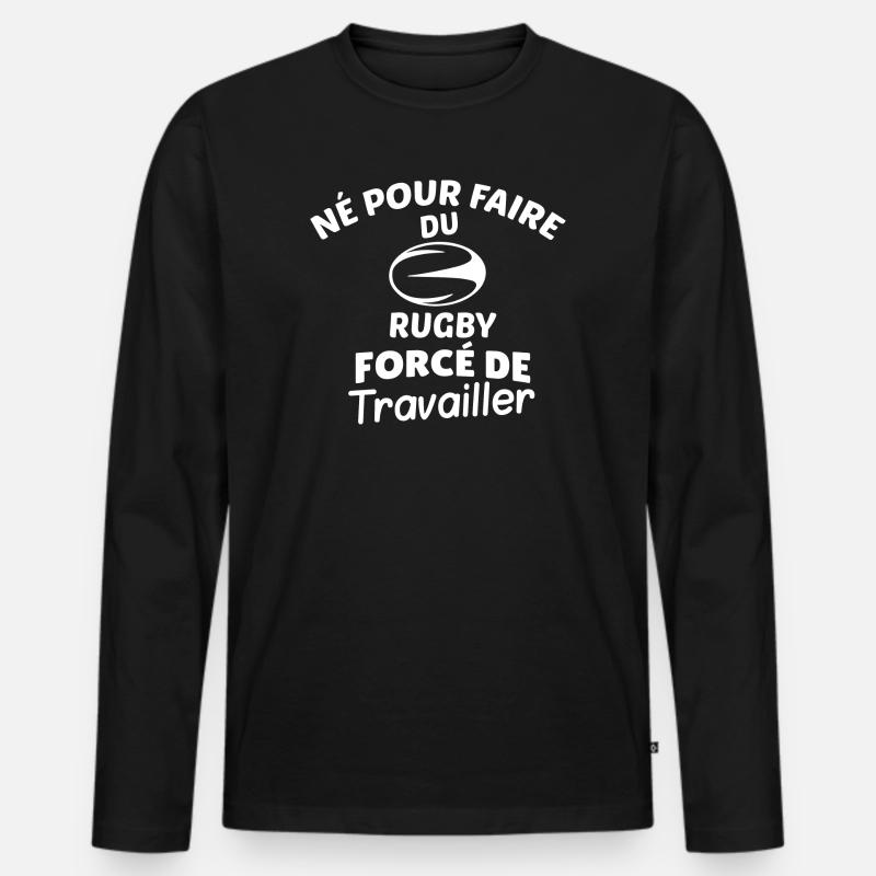 Rugby-Design aus harter Arbeit - Männer Premium Bio Langarmshirt - Schwarz