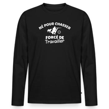Hunter and Work Motivation - Men's Premium Organic Long Sleeve Shirt - black - Front - Nico (187cm)