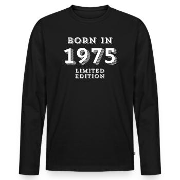 born in 1975, année de naissance - T-shirt manches longues Premium bio Homme - noir - Devant - Nico (187cm)