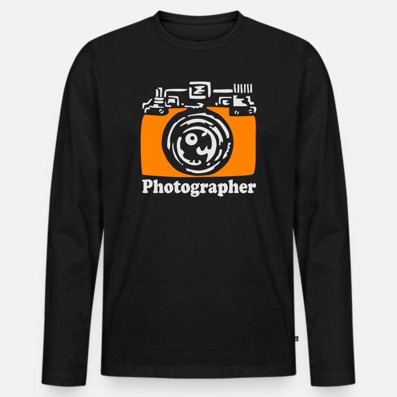 Kamera - Männer Premium Bio Langarmshirt - Schwarz