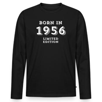 1956, date de naissance, année de naissance - T-shirt manches longues Premium bio Homme - noir - Devant - Nico (187cm)