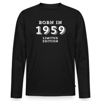 1959, date de naissance, année de naissance - T-shirt manches longues Premium bio Homme - noir - Devant - Nico (187cm)