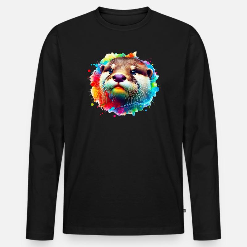 Otter - Männer Premium Bio Langarmshirt - Schwarz