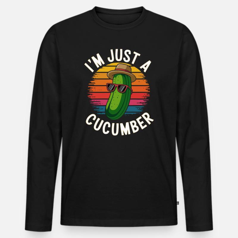 Coole Gurken-Vibes - Männer Premium Bio Langarmshirt - Schwarz