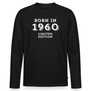1960, année de naissance, date de naissance - T-shirt manches longues Premium bio Homme - noir - Devant - Nico (187cm)