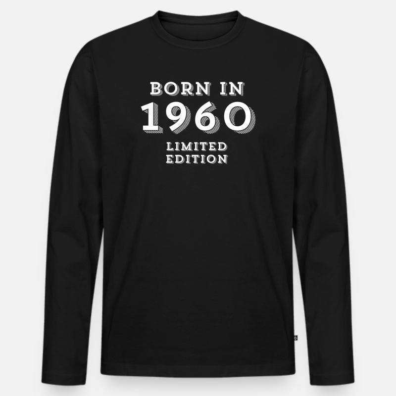 1960, Geburtsjahr, Geburtsdatum - Männer Premium Bio Langarmshirt - Schwarz