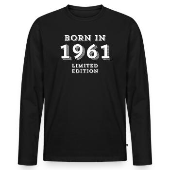 1961, Geburtsdatum, 63 Jahre alt, Geburt - Männer Premium Bio Langarmshirt - Schwarz - Vorne - Nico (187cm)