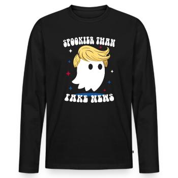 Plus effrayant que les fausses nouvelles - Halloween Ghost USA - T-shirt manches longues Premium bio Homme - noir - Devant - Nico (187cm)