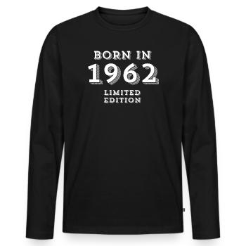 date de naissance, année de naissance, 1962 - T-shirt manches longues Premium bio Homme - noir - Devant - Nico (187cm)