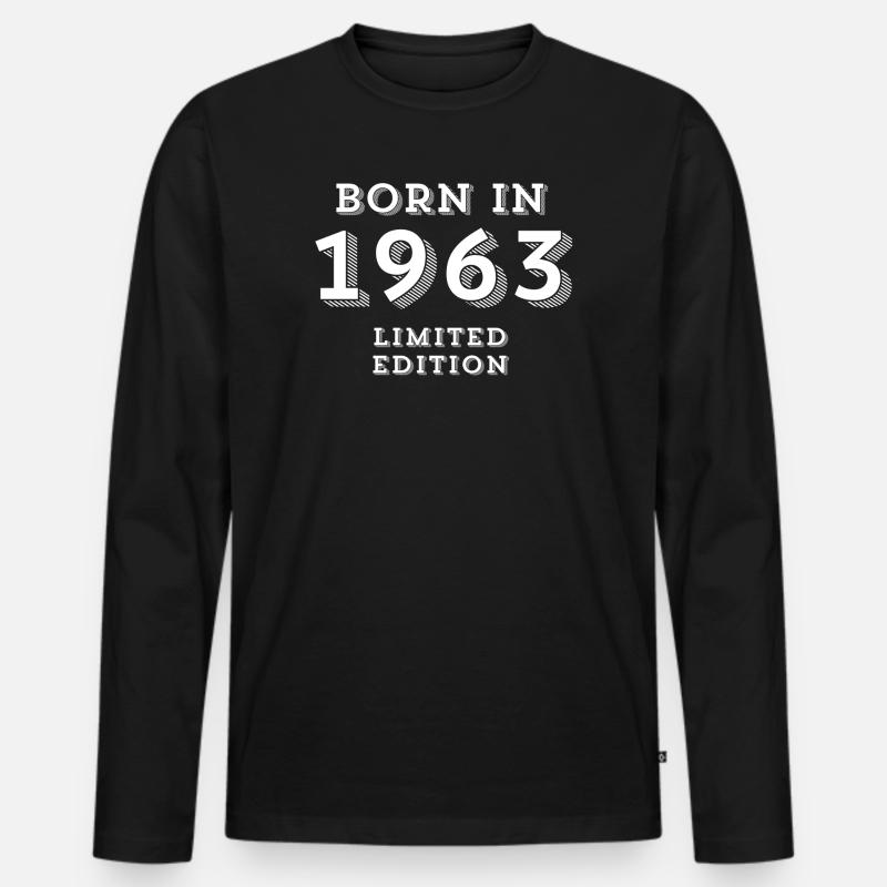 1963, Geburtsjahr, Geburtsdatum - Männer Premium Bio Langarmshirt - Schwarz