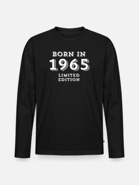 1965, Geburtsdatum, geb. 1965 - Männer Premium Bio Langarmshirt - Schwarz