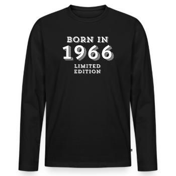 date de naissance, 58ans, année de naissance - T-shirt manches longues Premium bio Homme - noir - Devant - Nico (187cm)